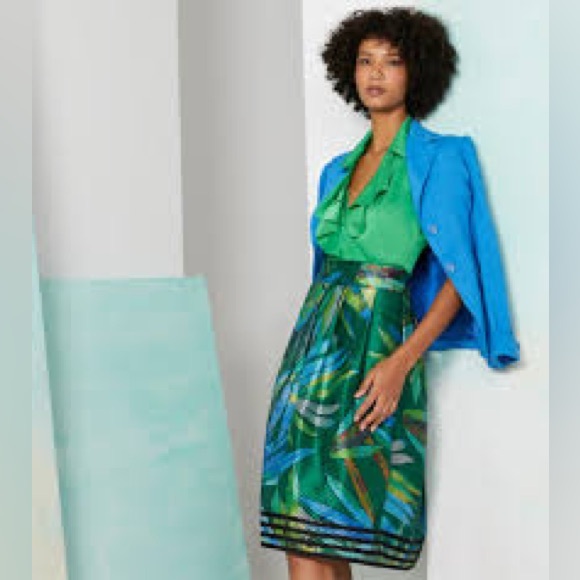 Carlisle Per Se Tropical Floral A Line Skirt Green Multi Size 10